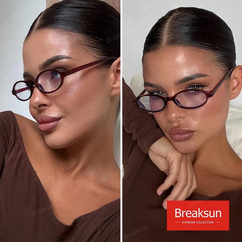 Breaksun Retro Small Oval Glasses for Women Men 90s Small Face Blue Light Eyeglasses Cosplay Y2K Fake Glasses - Image 2